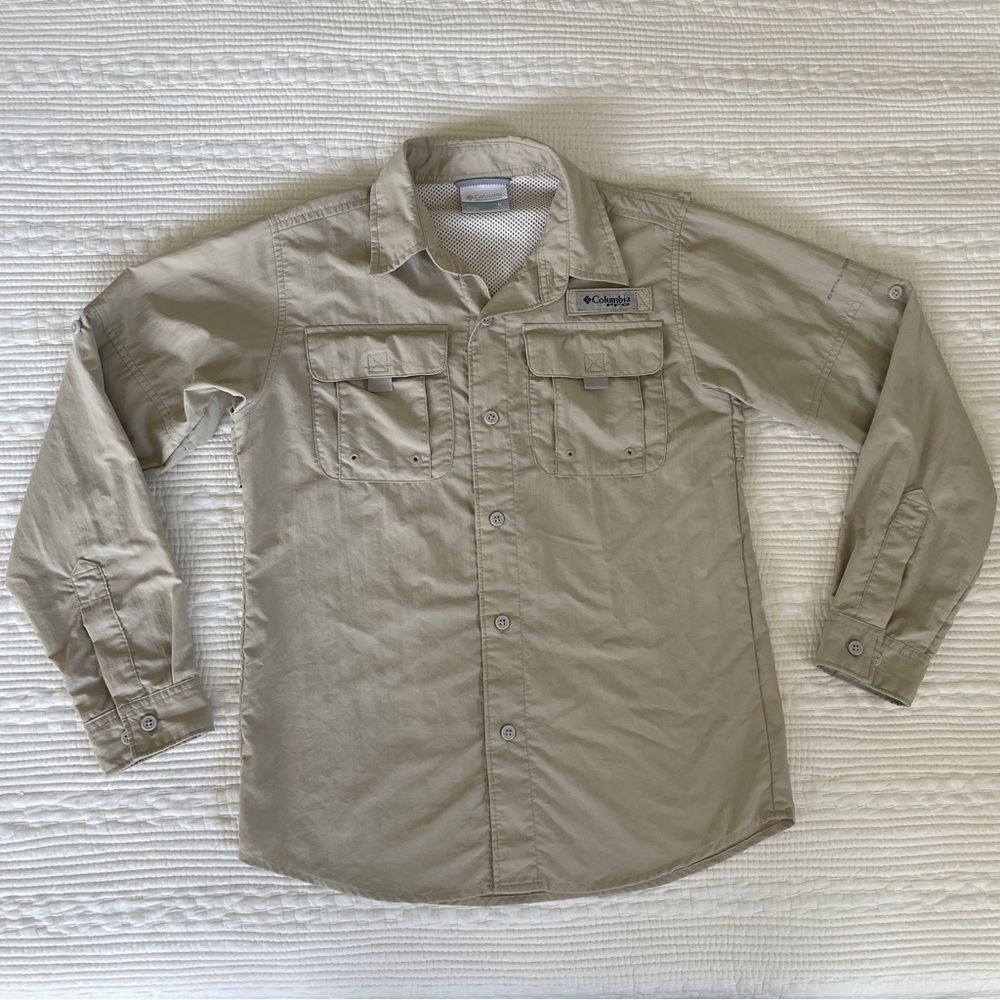 Columbia Boys PFG Bahama Fishing Hiking UPF 50 Long Sleeve Shirt M 10/12